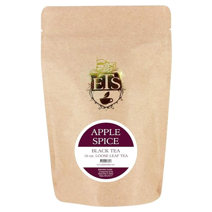 English Tea Store Loose Leaf, Apple Spice Flavored Black Tea Pouches - 4oz, 4 Ounce