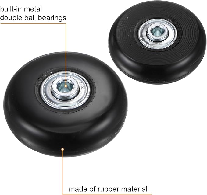 uxcell Replacement Luggage Wheels 54x18mm Suitcase Wheel Repair Kits Include 2 PU Bearing Wheels & Washers, Wrenches & Axle Screw for Trolley Bag, Inline Skate and Caster Board
