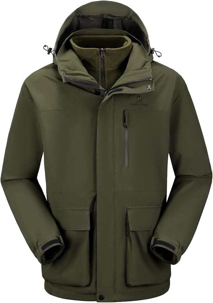 CAMEL CROWN Men's Ski Jacket 3 in 1 Waterproof Winter Jacket Snow Jacket Windproof Hooded with Inner Warm Fleece Coat