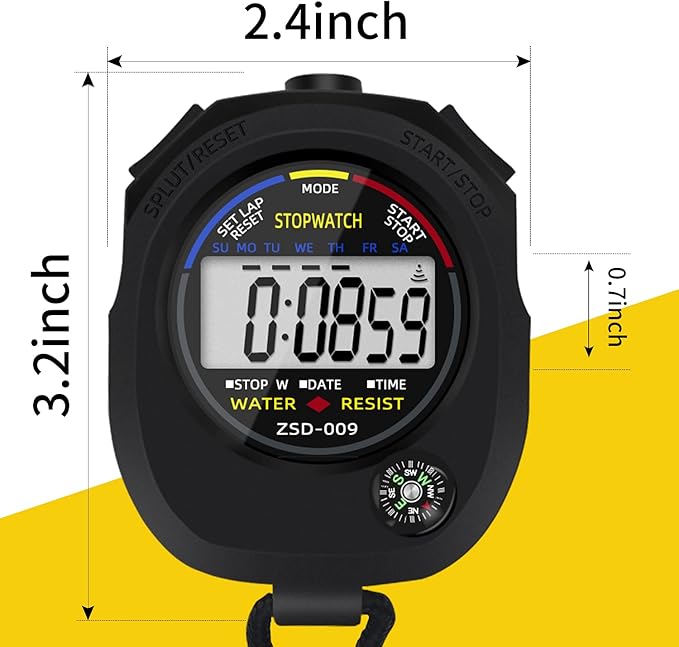 Multi-Function Electronic Digital Sport Stopwatch Timer, Large Display with Date Time and Alarm Function,Suitable for Sports Coaches Fitness Coaches and Referees (15pack)