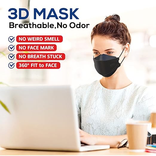 LEVENIS KN95 Face Masks 100 Pack, Breathable Comfortable and Disposable KN95 Mask, Black