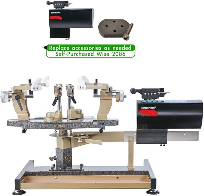 Tennis Stringing Machine, Standing Type, Shared for Tennis and Badminton Racquets, Full Metal Black Gold, Comes with a Complete Set of Stringing Tools, 10 Tennis Strings