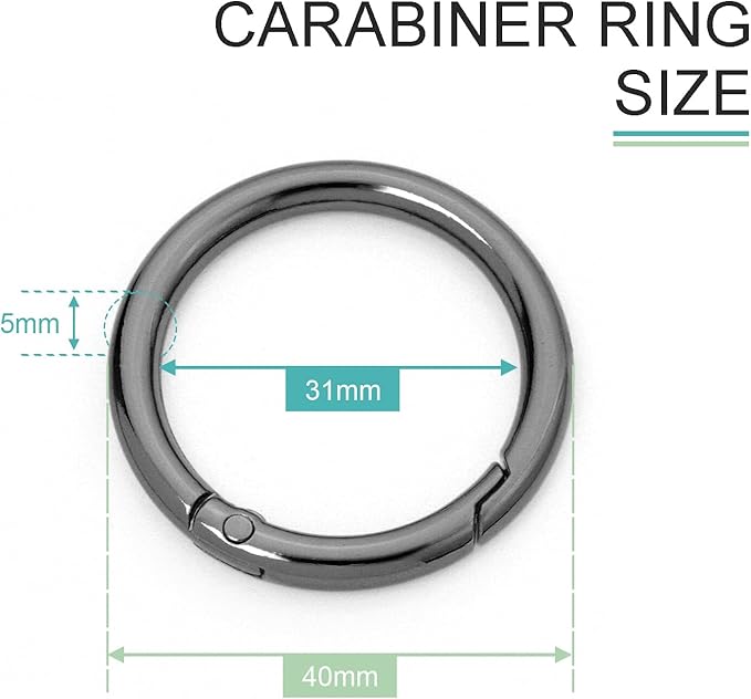 10 Pack 1-1/4Inch Trigger Spring O Rings, Metal Round Carabiner Clip Snap Hook, Spring Keyring Buckles for Replacement Purse Strap, Paracord Lanyard Clips, Keychain Rings Hardware DIY Crafts Making