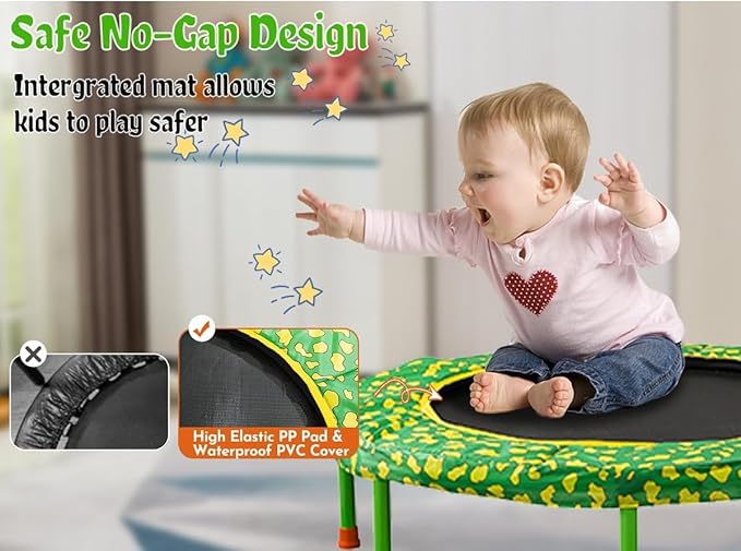 SSLine No-Gap 36'' Trampoline for Kids Toddler with Safety Pad, 36 inch Mini Trampoline with Heavy Duty Frame Indoor, Small Trampolines Max Load 220lbs, Gifts for Boys and Girls
