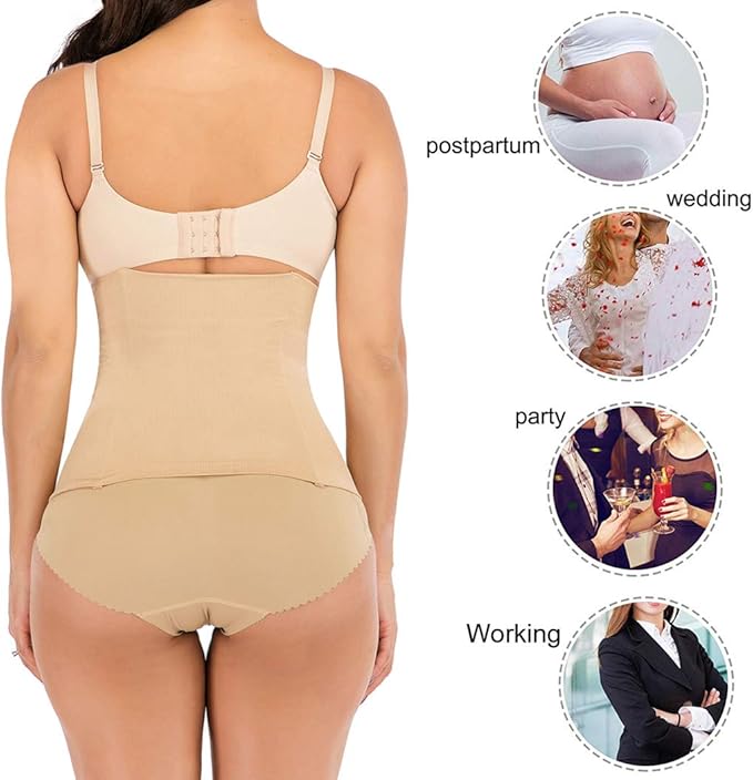 FUT Women's Waist Trainer Shapewear Tummy Control Waist Cincher Slim Body Shaper Postpartum Belly Band Wrap