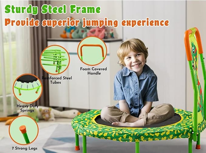 SSLine No-Gap 36'' Trampoline for Kids Toddler with Safety Pad, 36 inch Mini Trampoline with Heavy Duty Frame Indoor, Small Trampolines Max Load 220lbs, Gifts for Boys and Girls
