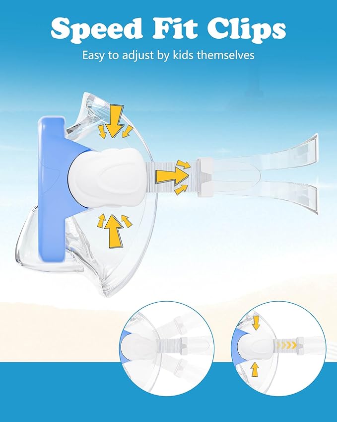 Aegend Kids Swim Mask Goggles, Tempered Glass 180° HD Wide View with Nose Cover