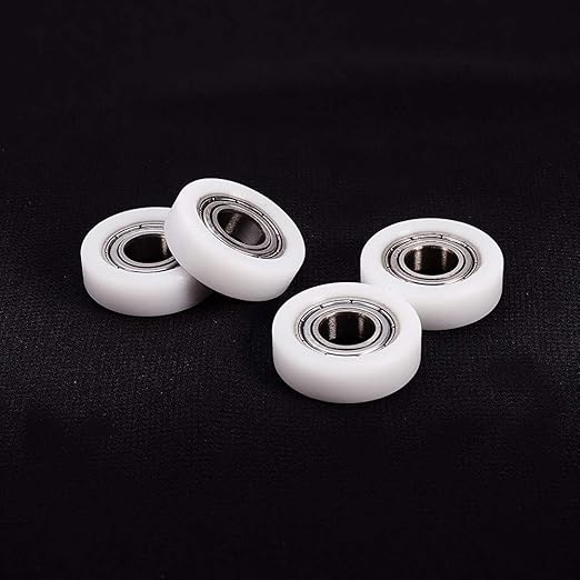 MroMax Roller Idler Bearing Pulley-8 x 22 x 7mm Sliding Conveyor Nylon Wheel with 688ZZ Bearing for Furniture, Hardware Accessories and Mobile Door White 4Pcs