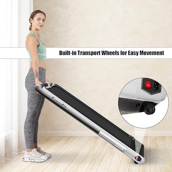 GYMAX Walking Pad, 2 in 1 Free Installation Under Desk Treadmill with Smart App, Remote Control & LED Display, 2.25HP Foldable Portable Compact Running Machine for Small Spaces Home Office