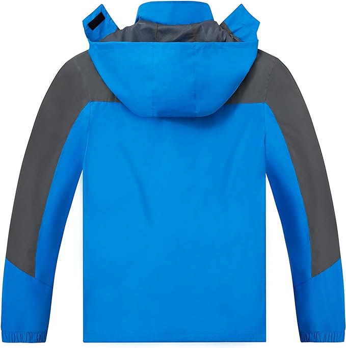 TEZO Mens Rain Jacket Waterproof with Hooded Hiking Coat Lightweight Windbreaker