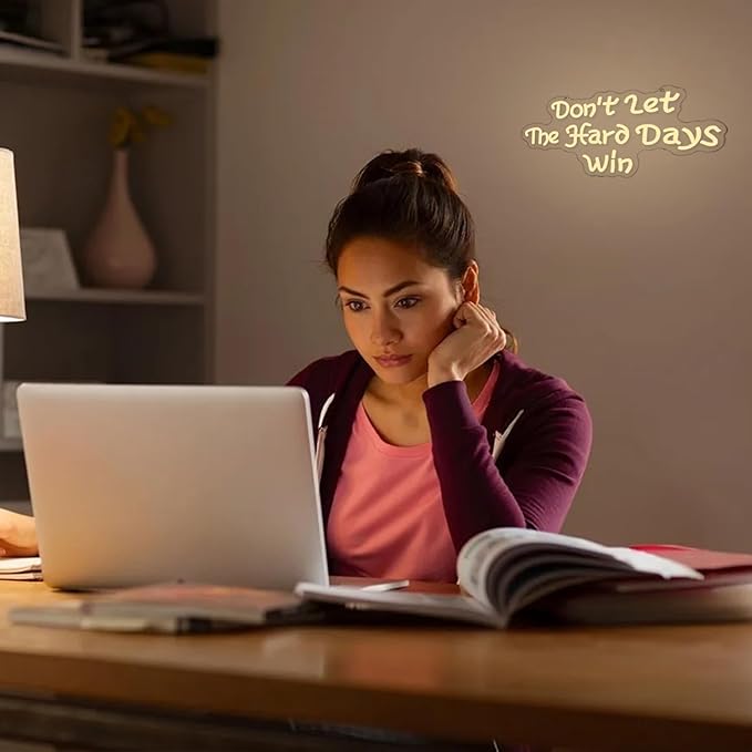 Don't Let The Hard Days Win Neon Sign for Wall Decor Letter Neon Light Warm white LED Neon Signs Office LED Neon Lights for Bedroom Office Classroom Store Decoration