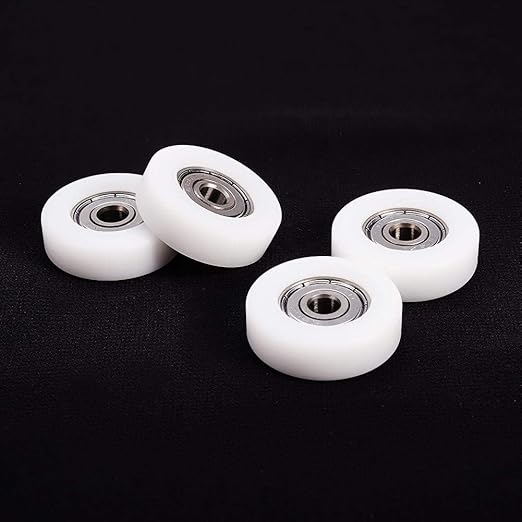 MroMax Roller Idler Bearing Pulley-6 x 30 x 9mm Sliding Conveyor Nylon Wheel with 626Z Bearing for Furniture, Hardware Accessories and Mobile Door White 4Pcs