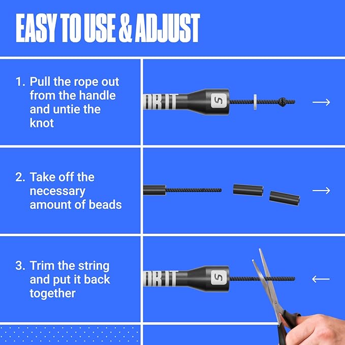 Sportbit Elite Beaded Jump Rope - Adjustable Speed Rope for Fitness, CrossFit, Boxing - Tangle-Free, Lightweight