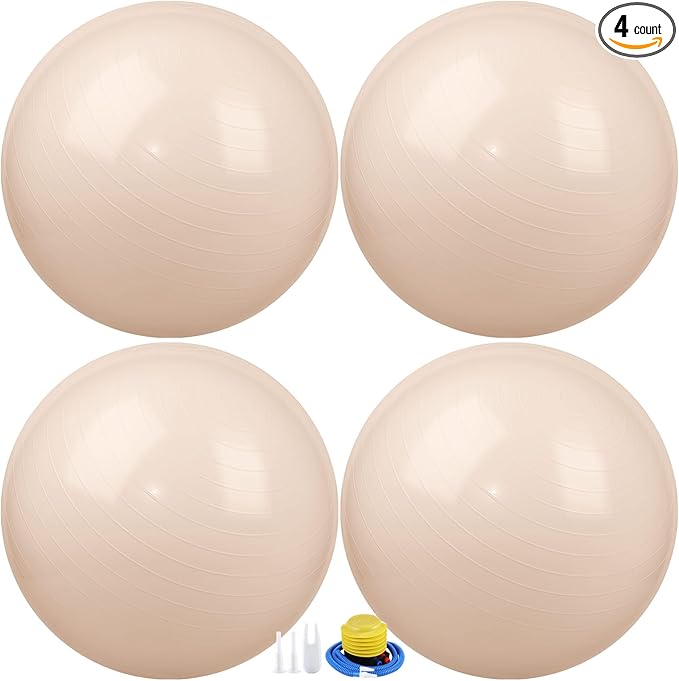 Leyndo 4 Pcs 26 Inch Yoga Exercise Ball Pilates Pregnancy Birthing Fitness Ball with Quick Pump Anti Burst for Improved Posture, Balance, Yoga, Pilates, Training
