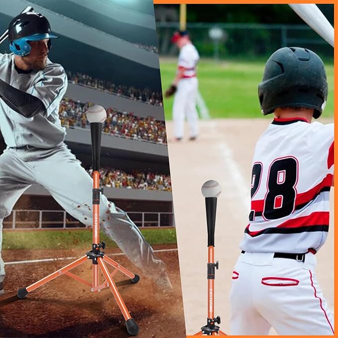 Eastgoing Heavy Duty Baseball and Softball Portable Travel Batting Tee.Adjustable Height|Portable|Collapsible. Baseball Hitting Tee for Any Age Player Practice