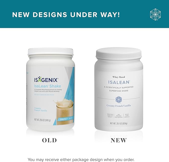 IsaLean Protein Shake - Complete Superfood Meal Replacement for Maintaining Healthy Weight and Lean Muscle Growth with 24 Vitamins and Minerals - 28.6 oz - 14 Meal Canister (Creamy French Vanilla)