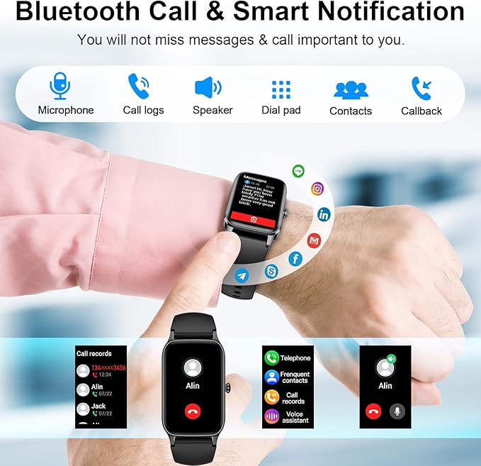 Smart Watch (Answer/Make Call), 2025 New Fitness Tracker for Men Women 1.57” HD Fitness Watch, Heart Rate/Sleep Monitor/Pedometer/Calories, 113+ Sports IP68 Waterproof Activity Tracker for Android iOS