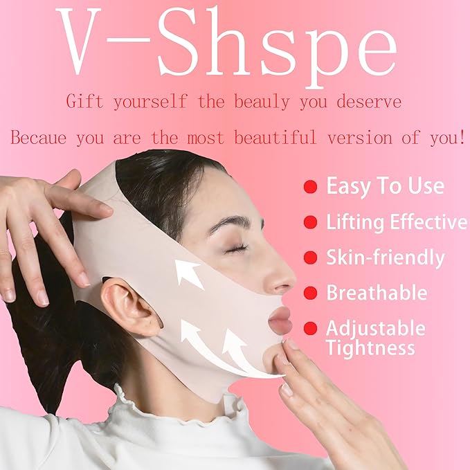 V Line Lifting Mask Chin Strap for Sleeping, Face Lifting Strap, Chin Strap, Jawline Shaper, Jaw Strap, Double Chin Reducer,Face Lift Tape & Snoring Solution (Pinkk)