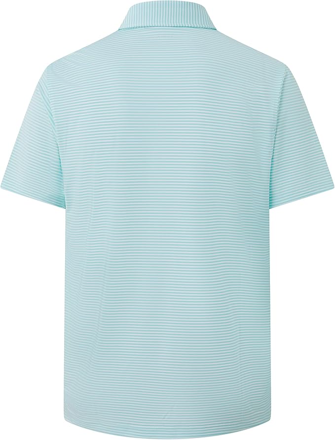 Golf Shirts for Men - Moisture Wicking Short Sleeve Performance Sport Casual Striped Collared Mens Polo Shirt