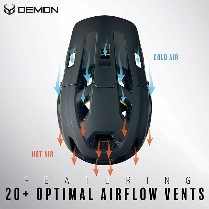 Demon United Podium X MIPS Full Face Mountain Bike Helmet- Removable Fit Pad Options- Advanced Venting System-Lightweight - Fullface DH BMX MTB Helmet