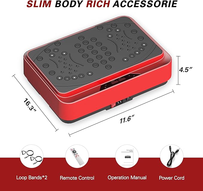 soges Vibration Plate Exercise Machine with Resistance Bands, Vibrating Plate for Lymphatic Drainage, Whole Body Vibrate Equipment, Home Fitness Workout Weight Loss Sports