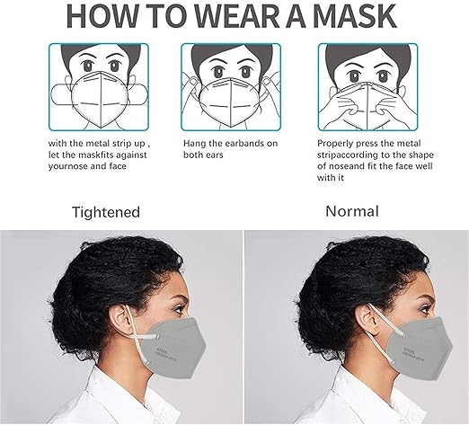 LEMENT 50PCS KN95 Face Mask 5 Layer Cup Dust Safety Masks Breathable Elastic Ear Loops Grey Masks