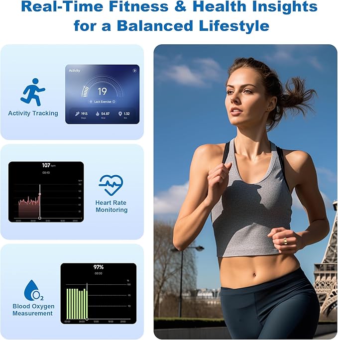 Smart Ring for Women Men - Titanium Health Fitness Tracker Ring with Heart Rate, Step Counting, Calories, Sleep & Stress Monitor for iPhone and Android, No Subscription Fee (Rose Gold, 13)