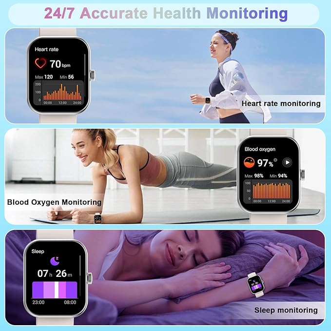 Smart Watch (Answer/Make Call), 2025 New Smartwatch for Men/Women, 1.96" Fitness Watch with 112 Sport Mode/Pedometer/Calories/Sleep/Heart Rate Monitor, IP68 Waterproof Fitness Tracker for Android iOS