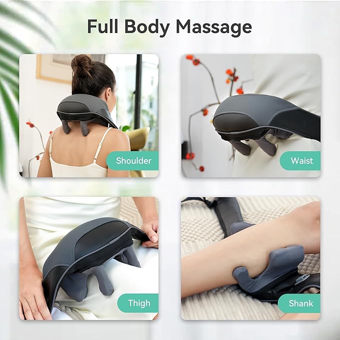 Snailax Cordless Neck Shoulder Massager with Soothing Heat, Upgarded 4D Deep Tissue Kneading, Shiatsu Back Massager Pillow for Neck, Traps, Back, Gifts for Men Women Mom Dad