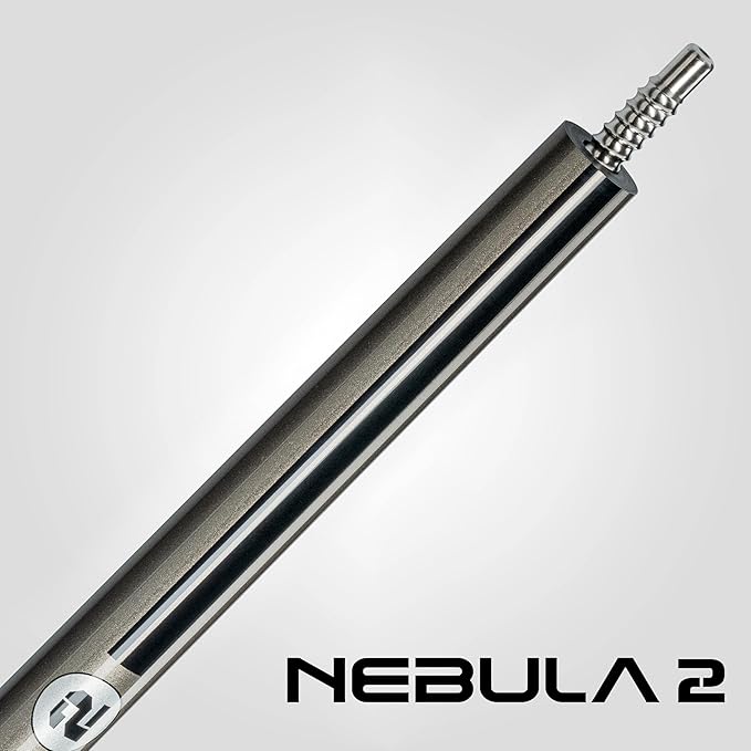 RHINO Nebula 2 Pool Cue - 100% Carbon Fiber Shaft & Composite Butt. Time Crystal Tip, Pro Taper Design, 12.4 mm,12.8 mm. 3/8-8 Joint, 3D Friction Grip. Low Deflection Pool Cue