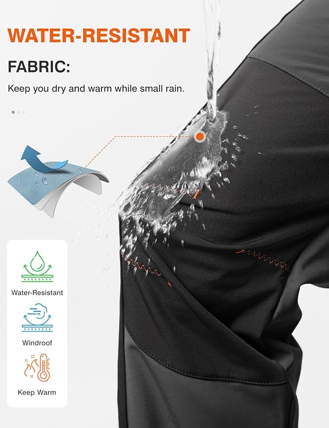 TBMPOY Men's Snow Ski Hiking Pants Waterproof Winter Fleece Lined Pants Camping Skiing Ice Fishing Pants with Belt