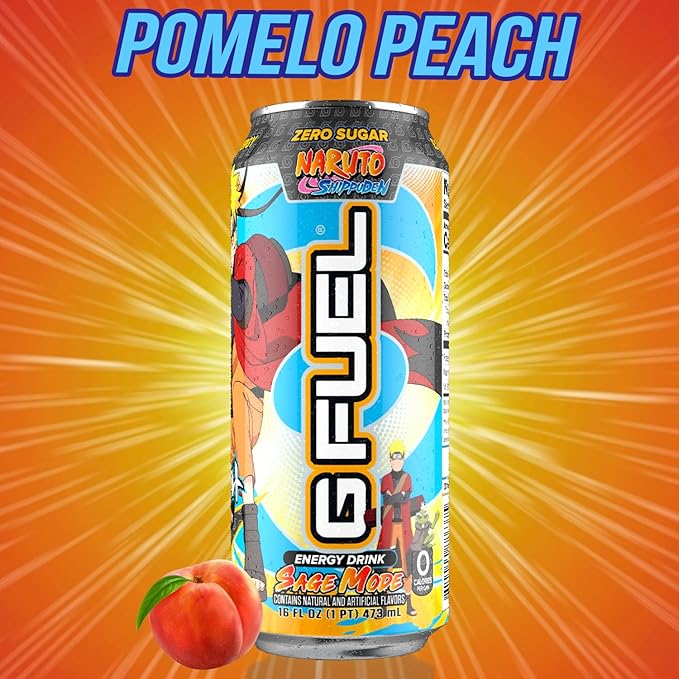G Fuel Energy Drink, Pomelo White Peach, Sugar Free Beverage with 300mg Caffeine, Daily Energy Boost with Focus Amino, Vitamin + Antioxidants, 16 oz Cans (Sage Mode, 12-Pack)