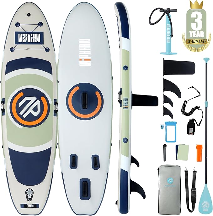 Niphean(Ultra-Light)Inflatable Paddle Board with (Beginner Friendly) StabilTrac Fin and Durable SUP Accessories, 10' Stand Up Paddle Boards for Adults & Youth, Versatile Yoga Paddle Board, Gift Ideas