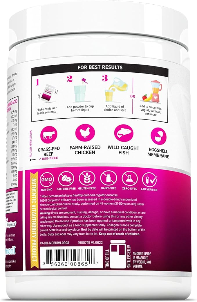 Hydrolyzed Collagen Powder for Weight Loss - Collagen Burn Ultimate Beauty Complex Multi Collagen Peptides Powder for Women with Types I II III V and X for Fat Burning Support - Unflavored