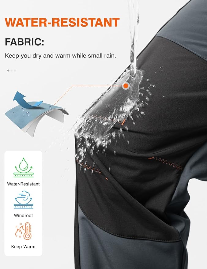 TBMPOY Men's Snow Ski Hiking Pants Waterproof Winter Fleece Lined Pants Camping Skiing Ice Fishing Pants with Belt