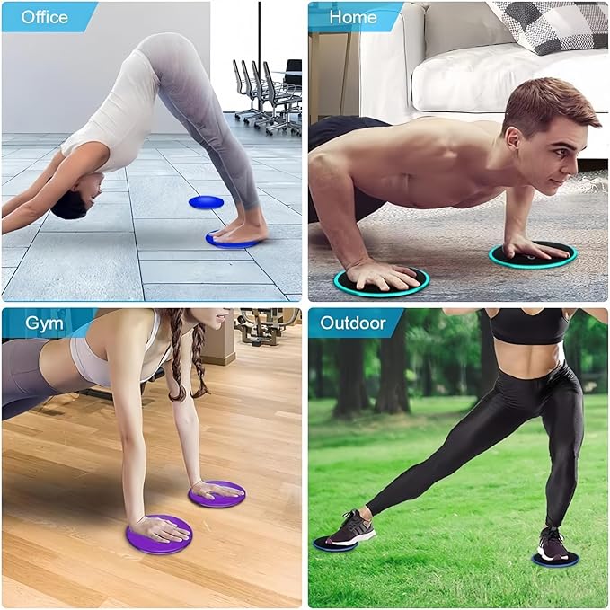 Exercise Core Sliders, Dual Sided Exercise Gliding Discs Use on Carpet or Hardwood Floors, Light and Portable, Perfect for Abdominal&Core Workouts