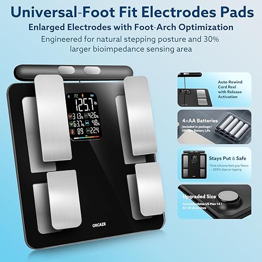 Smart Scale for Body Weight, 8 Electrodes Digital Bathroom Scale with BMI, Body fat, Muscle Mass, 27 Body Composition Measurement, Bathroom Smart Scales with Larger Platform, LCD Screen, 400lbs