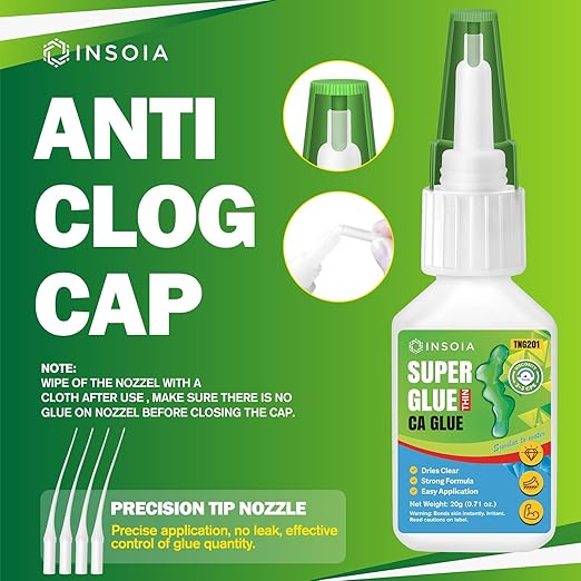 Thin CA Glue, 20g Premium Cyanoacrylate Super Glue Fast Drying 2 CPS Viscosity Adhesive for Woodturning, Pen Making, Hobby, Fossil Prep, Inlays, Hardening, Stabilizing&More