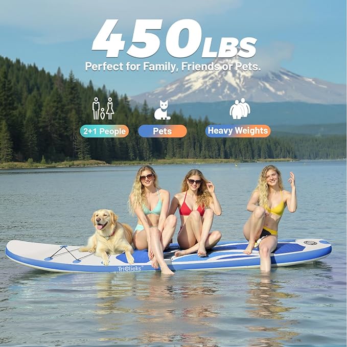 10' Inflatable Stand Up Paddle Board, Ultra-Light Wide Yoga Board for All Skill Levels with Premium SUP Paddleboard Accessories, 84L Waterproof Bag, Non-Slip Comfort Deck for Youth & Adults