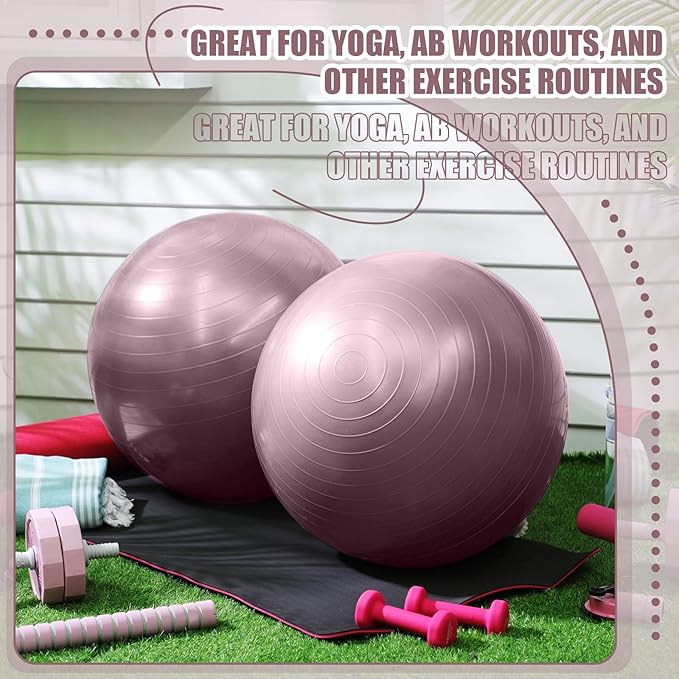 Leyndo 4 Pcs 26 Inch Yoga Exercise Ball Pilates Pregnancy Birthing Fitness Ball with Quick Pump Anti Burst for Improved Posture, Balance, Yoga, Pilates, Training