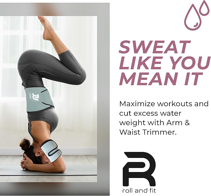 Roll & Fit Waist and Arm Trimmer for Women and Men – Back Support, Lightweight Sauna Sweat Belt and Arm Bands for Fat Burn