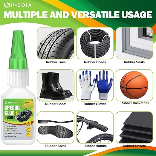 Super Rubber Glue, 20g Heavy Duty Rubber Adhesive for RC Tires, Shoe Soles, Belts, Hoses, Car Seals, Mats, Motorcycle Grips & DIY Repairs ??Quick-Dry, Waterproof, Heat-Resistant CA Glue