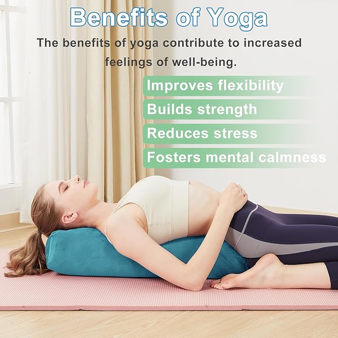 Rectangular Yoga Bolster Pillow, Meditation Pillow for Yin & Restorative Yoga, Filled with Wasted Sponge
