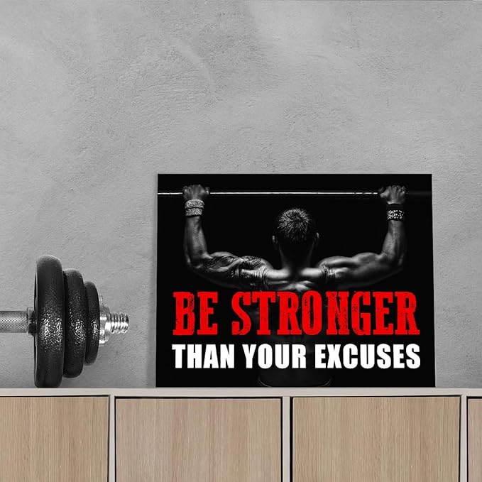 Inspirational Gym Wall Decor,Fitness Quotes Wall Art,Be Stronger Than Your Excuses Canvas Wall Decor for Home Gym