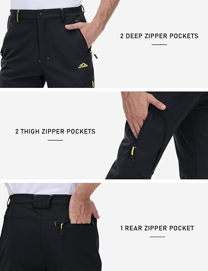 TACVASEN Winter Pants for Men Fleece Lined Waterproof Pants Insulated Hiking Pant for Ski Snowboard Outdoor Work Hunting