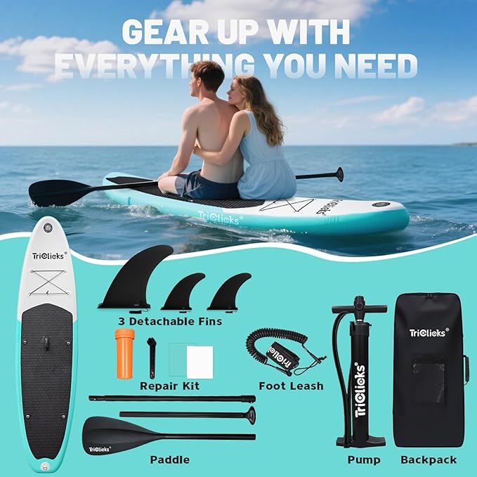 10' Inflatable Stand Up Paddle Board, Ultra-Light Wide Yoga Board for All Skill Levels with Premium SUP Paddleboard Accessories, 84L Waterproof Bag, Non-Slip Comfort Deck for Youth & Adults