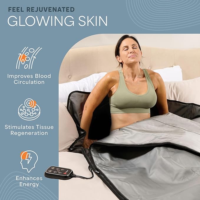 LifePro RejuvaWrap Infrared Sauna Blanket for Detox & Relaxation – Available in 5 Colors & 3 Models – Portable Far Infrared at Home Sauna for Muscle Relief, Circulation & Recovery – 9 Heat Levels
