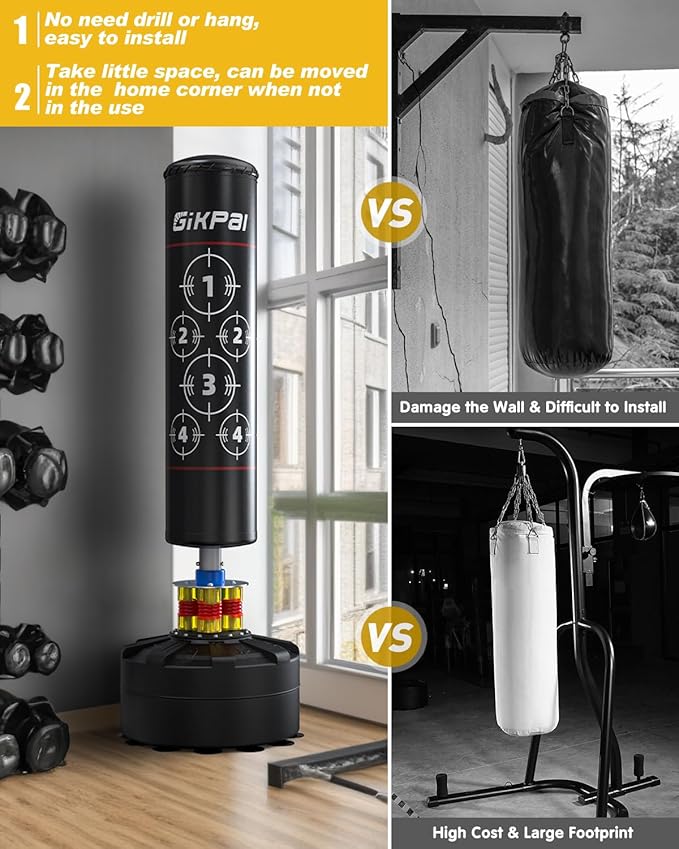 GIKPAL Freestanding Punching Bag with Boxing Gloves, Heavy Boxing Bag with Stand for Adult, Kickboxing Bag for MMA Martial Arts Boxing Traning