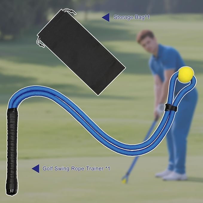 Golf Rope Swing Trainer, Golf Swing Training Aid to Improve Speed, Accuracy, Rhythm, Flexibility and Strength, Portable Golf Training Tool for Indoor/Outdoor Practice