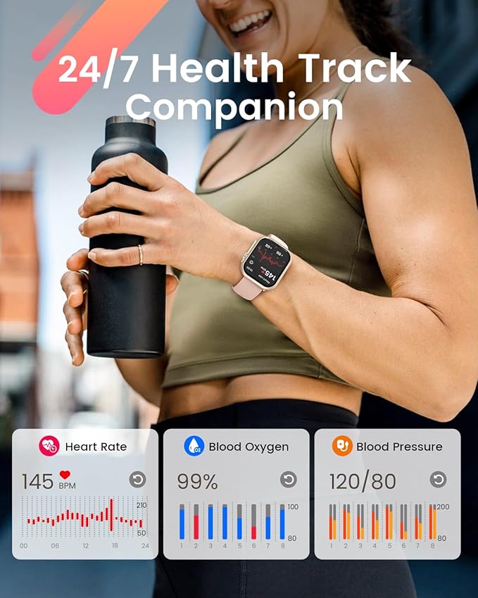 Smart Watch for Women for iPhone&Android: 100 Day+Battery Life, Smart watch(Answer/Make Calls) with 24/7 SpO2 Sleep Heart Rate Monitor,5ATM Waterproof,Fitness Tracker with 120+ Sport,Reloj Inteligente